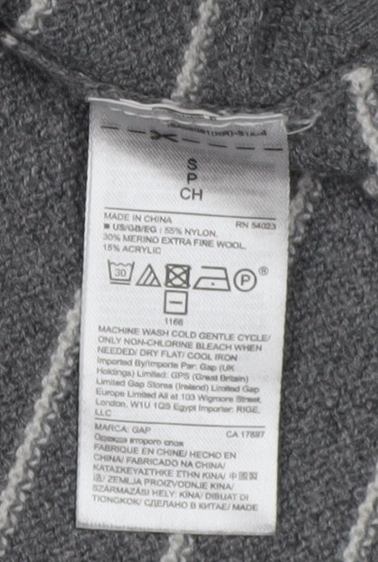 Gap Grey Striped Pullover Jumper, Size S, Unisex