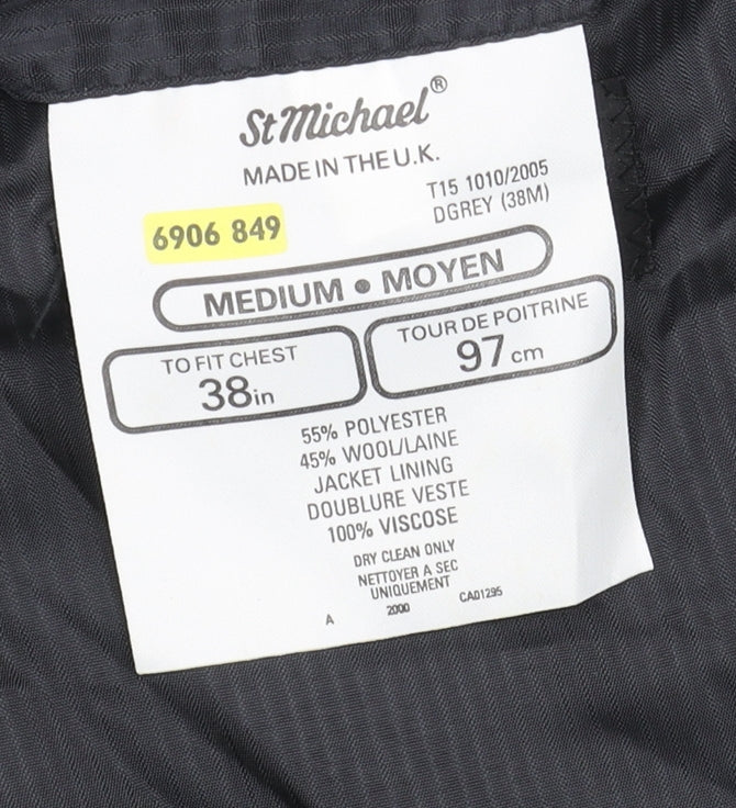 Mens UK Size 38 St Michael Regular Grey Suit Jacket