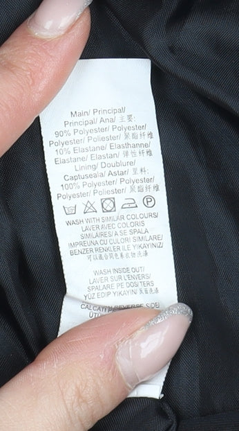Brand and care label for Missguided Women's Black Suit Jacket, size 8, Regular