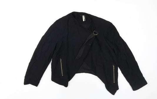 Womens UK Size 8 Topshop Black Biker Coat