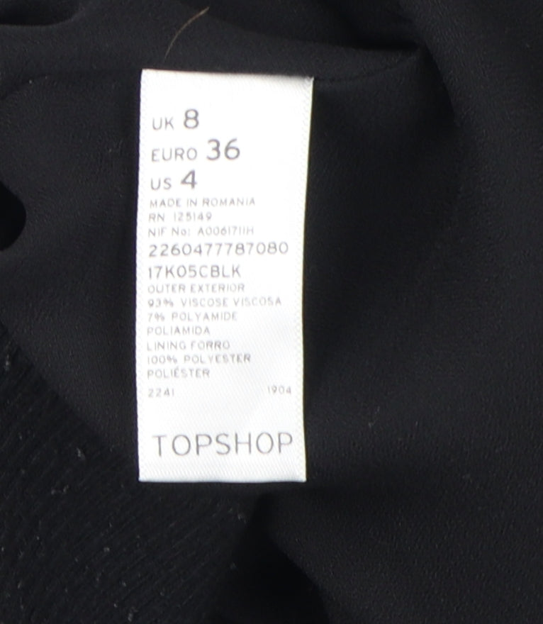 Womens UK Size 8 Topshop Black Biker Coat
