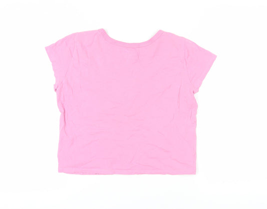 Womens UK Size M Hollister Pink Cropped T-Shirt