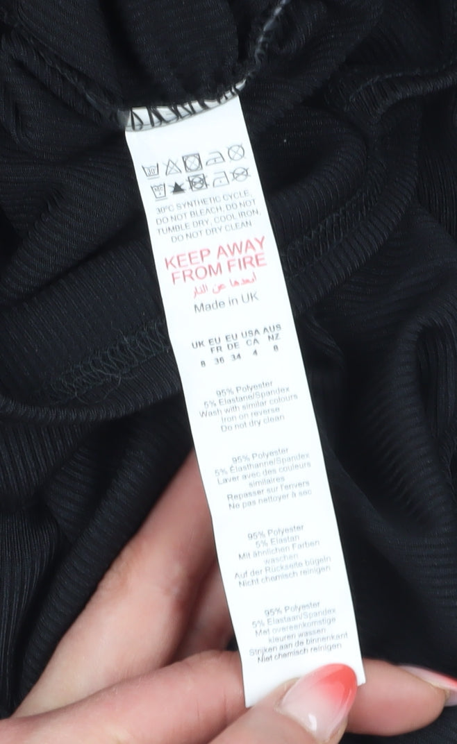 PrettyLittleThing Women's Black Bodycon Dress Size 8