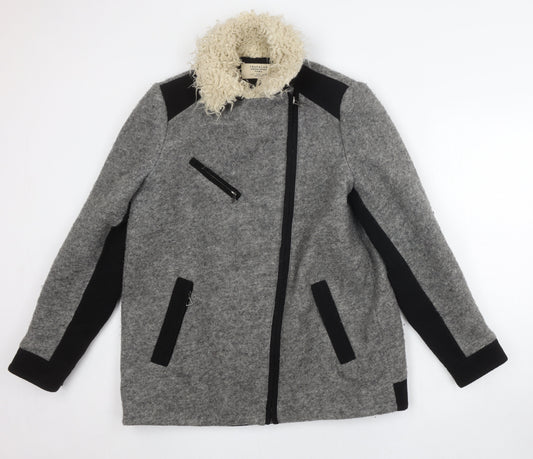 Womens UK Size 14 Zara Grey Motorcycle Jacket