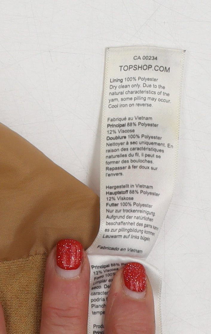 Womens UK Size 10 Topshop Beige Overcoat