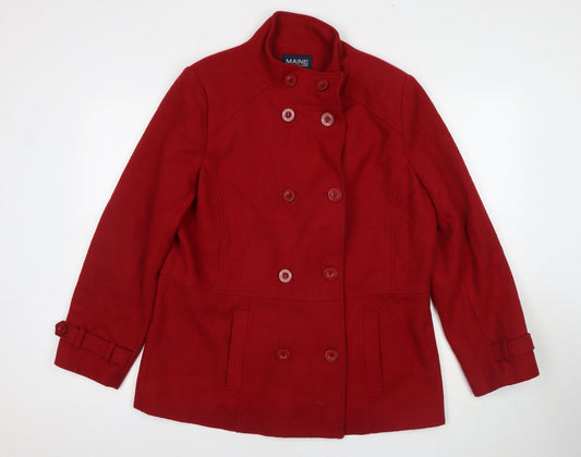 Womens UK Size 16 Maine New England Red Pea Coat