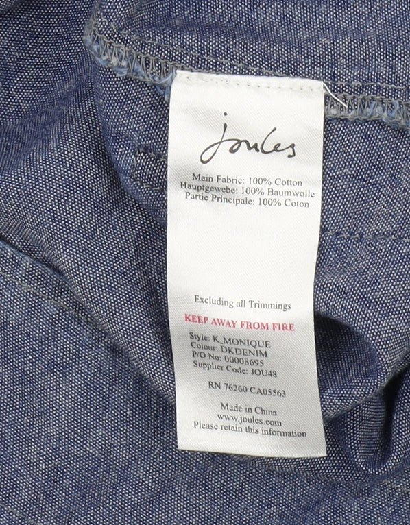 Joules Women's Blue Cotton Chambray Pencil Skirt, Size 12