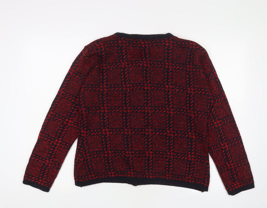 Womens UK Size 14-16 St Bernard Red Cardigan Jumper