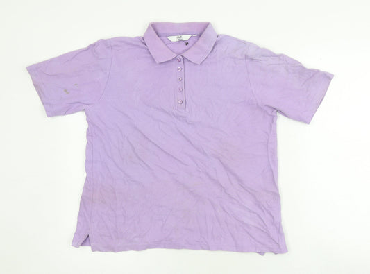 Womens UK Size 14 Isle Purple Basic Polo