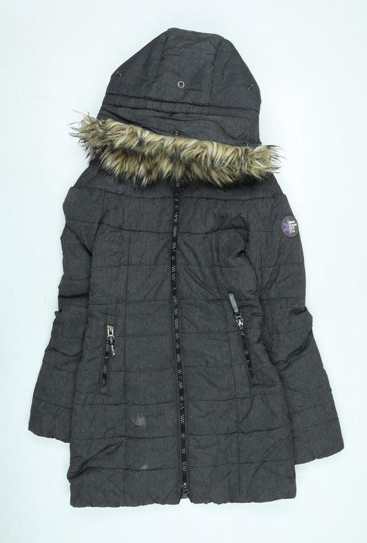 Womens UK Size S Superdry Grey Parka Coat