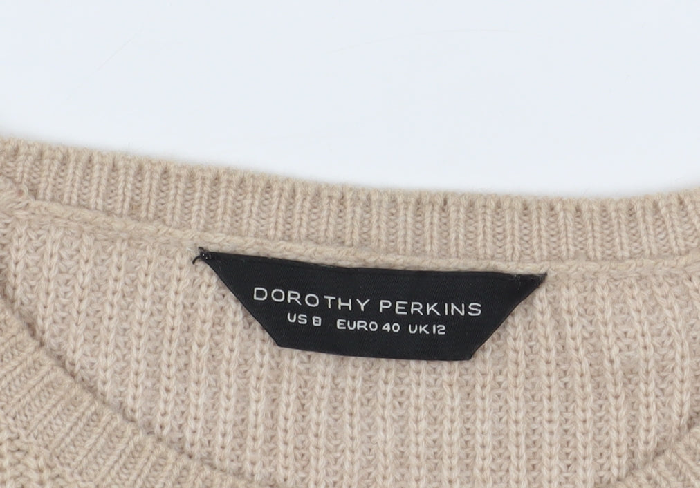Womens UK Size 12 Dorothy Perkins Beige Pullover Jumper