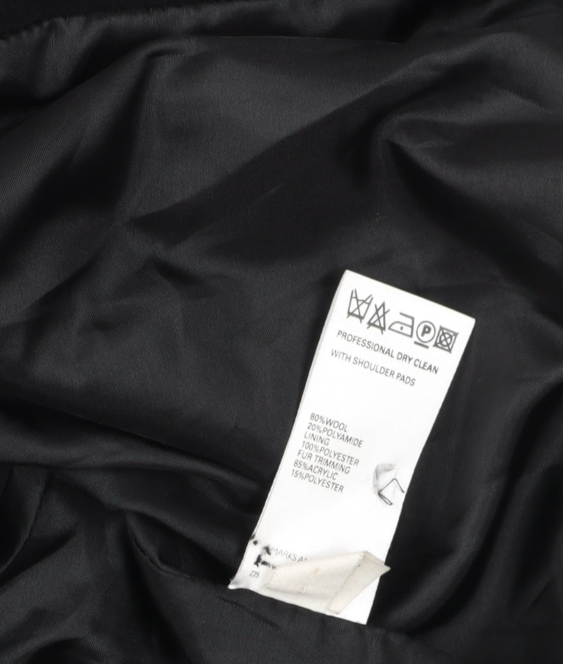 Marks & Spencer Women's Black Wool Coat Size 12 Formal