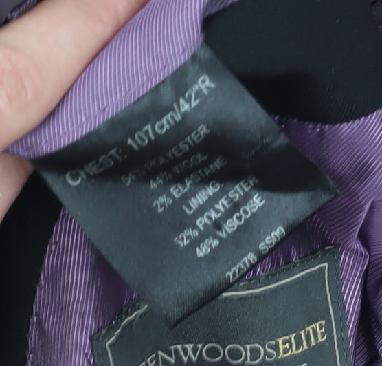 Mens UK Size 42 Greenwoods Regular Black Suit Jacket