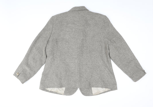 Ann Harvey Women's Grey Blazer Size 16 Two-Button