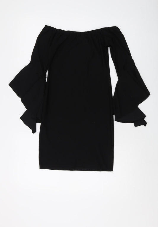 Additional front view of I Saw It First Women's Black Off-Shoulder Shift Dress, size 10