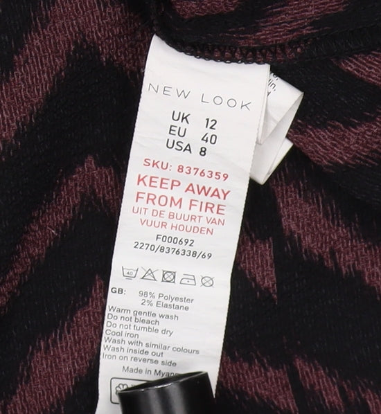 Womens UK Size 12 New Look Black Tunic Blouse