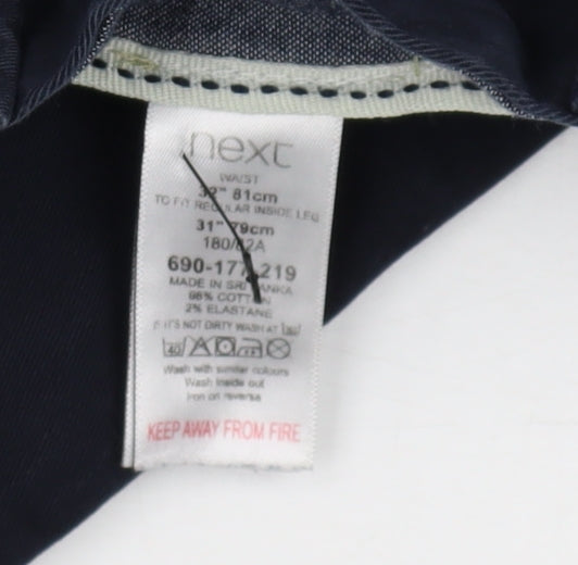 Next Men's Blue Chino Trousers, Size M, Regular Fit