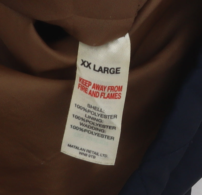 Brand and care label for Matalan unisex blue quilted jacket xl full zip casual