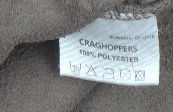 Brand and care label for Craghoppers Brown unisex henley sweatshirt, size 14