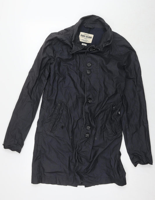 Womens UK Size S River Island Black Trench Coat