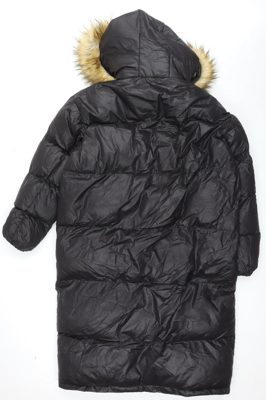 boohoo Women's Black Long Puffer Jacket UK 8