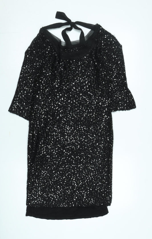 Monsoon Women's Black Sequin Sheath Dress S