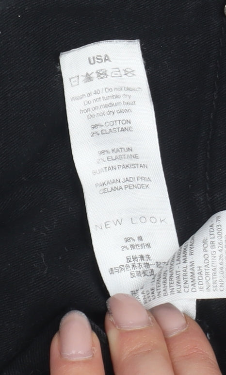 New Look Men's Black Biker Distressed Shorts 32R