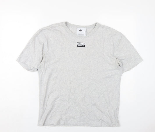 Additional front view of Adidas unisex grey t-shirt m crew neck casual
