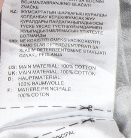Brand and care label for Adidas unisex grey t-shirt m crew neck casual