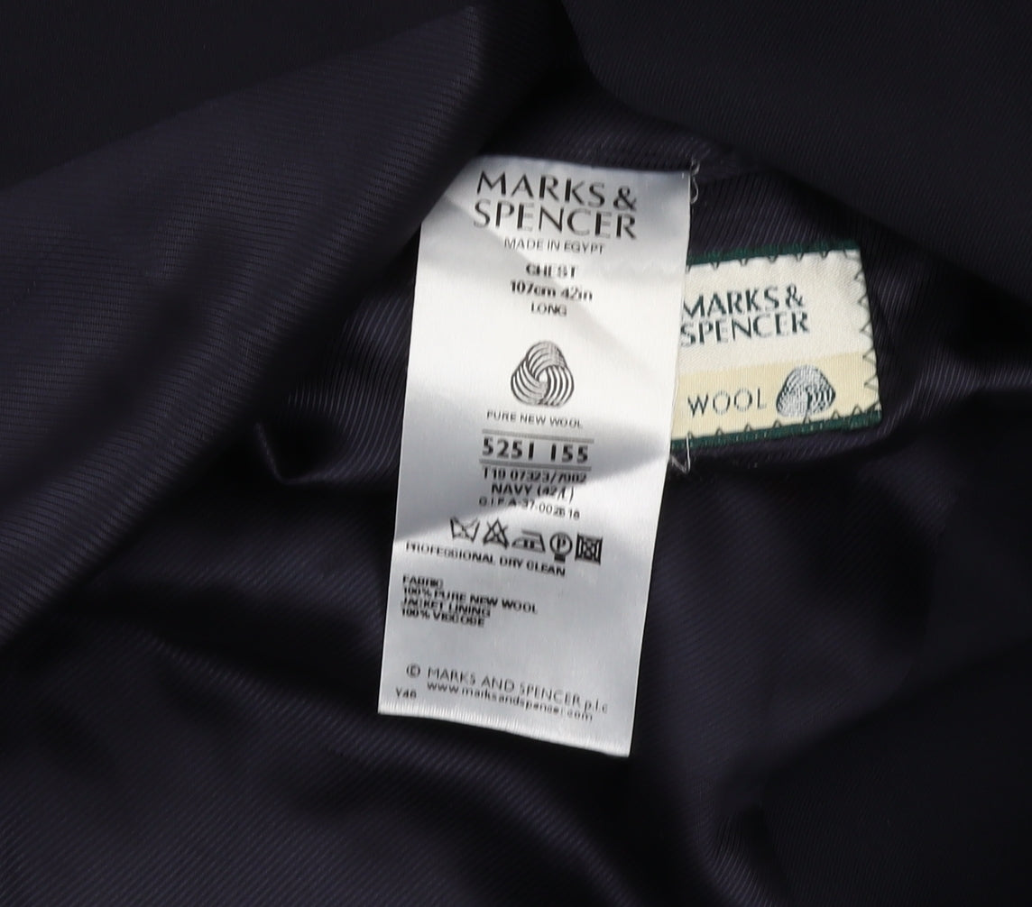Mens UK Size 42 Marks and Spencer Regular Black Suit Jacket