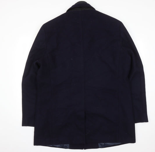 White Label Men's Black Wool Blend Mid-Length Coat