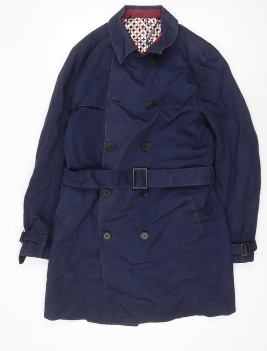 Additional front view of A.M London Women's Blue Trench Coat, size M