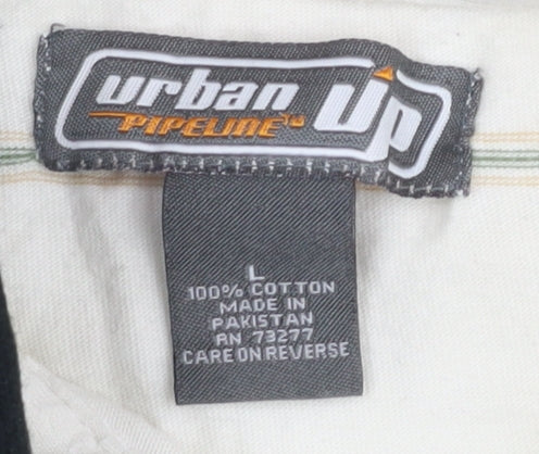 Urban Pipeline Men's White Striped Cotton Polo L