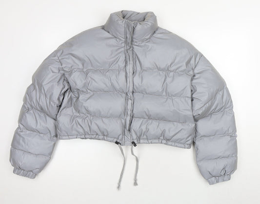 Womens UK Size 12 PRETTYLITTLETHING Grey Puffer Jacket