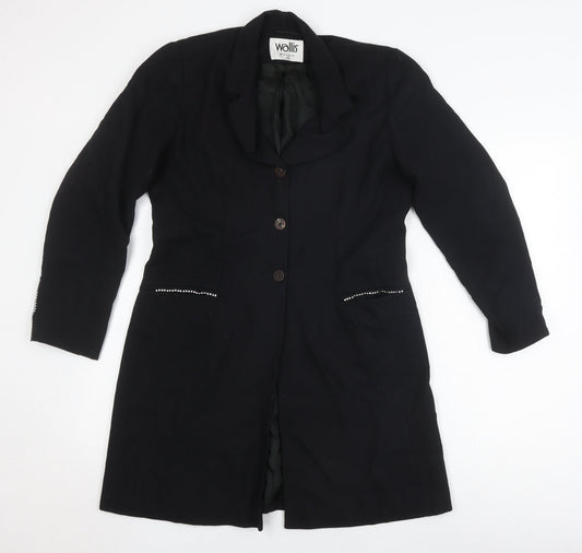 Womens UK Size 10 Wallis Black Overcoat