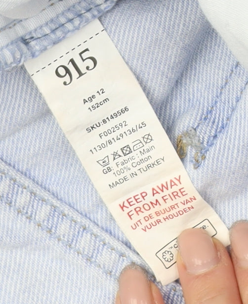 Brand and care label for New Look Blue Teens Cut-Off Denim Shorts Cotton, size 152