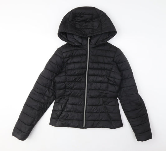 Womens UK Size XS Zara Black Puffer Jacket