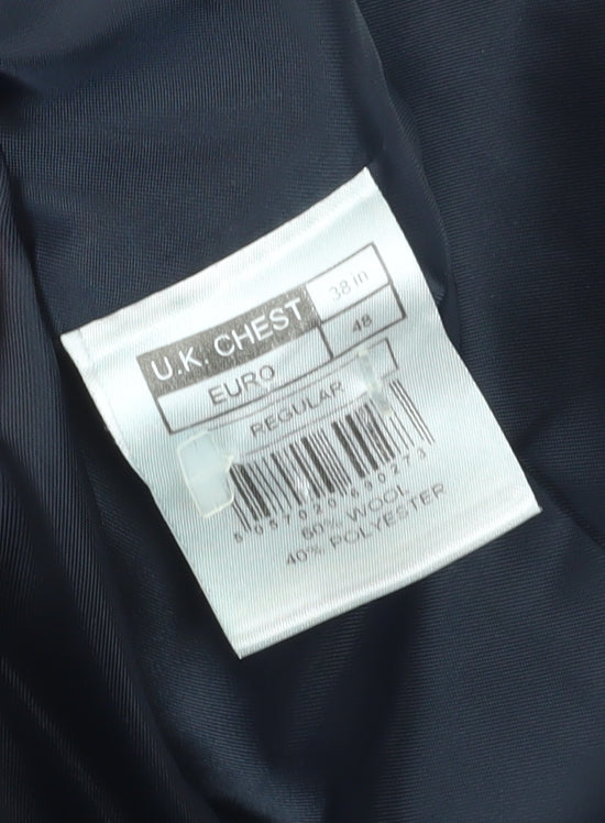 Brand and care label for Alexandre of England Men's Navy Check Suit Waistcoat 38R