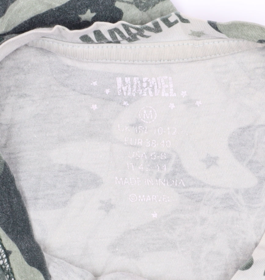 Womens UK Size 10-12 Marvel Green Basic T-Shirt