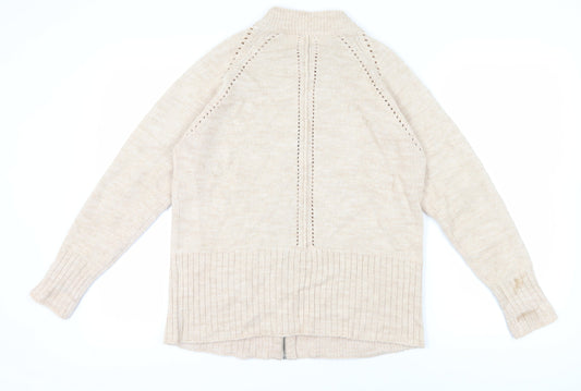 Womens UK Size M Thermolactyl by Damart Beige Full Zip Jumper