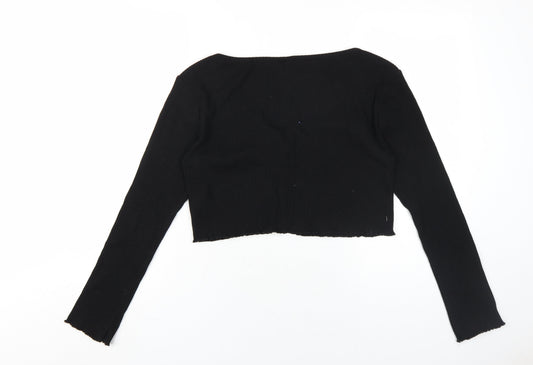 Womens UK Size M H&M Black Cropped Blouse