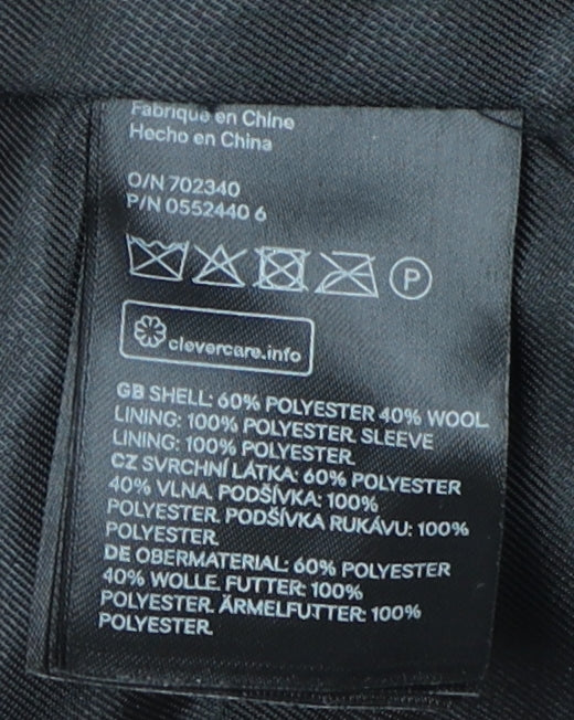 Womens UK Size 12 H&M Black Overcoat