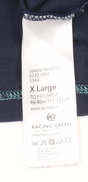Racing Green Men's XL Blue Striped Crew Neck T-Shirt