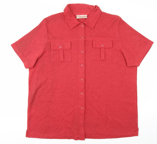 Womens UK Size 18 Ann Harvey Red Classic Button-Up
