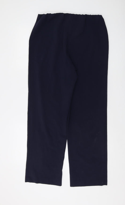 Womens UK Size 14 EWM Regular Fit Straight Blue Trousers