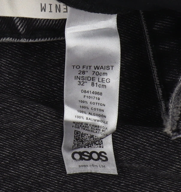 ASOS Men's Black Denim Jeans - Size 28, Dark Wash