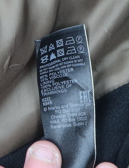 Mens UK Size S Marks and Spencer Black Overcoat