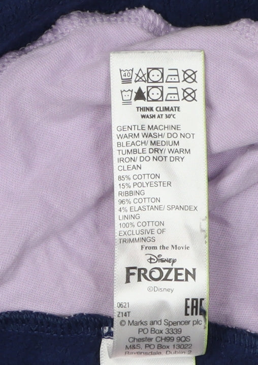 Marks and Spencer Girls Frozen Hoodie 8-9 Years Blue Full Zip