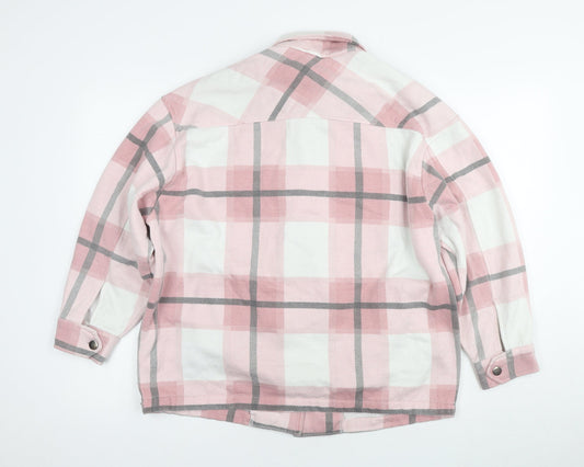 Apricot Women's Pink Check Basic Jacket, L, Flannel