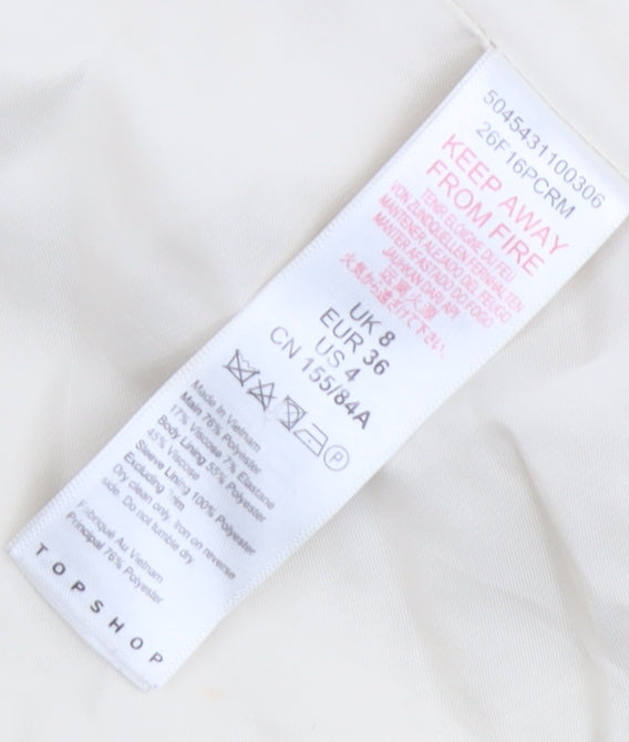 Topshop Women's Ivory Double Breasted Blazer Size 8